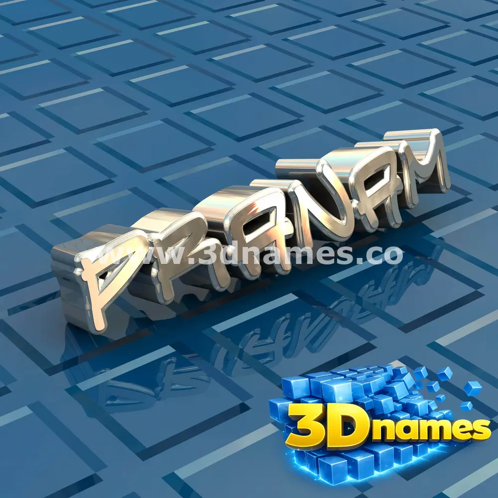 pranam in Blue Bling style - 3D name wallpaper