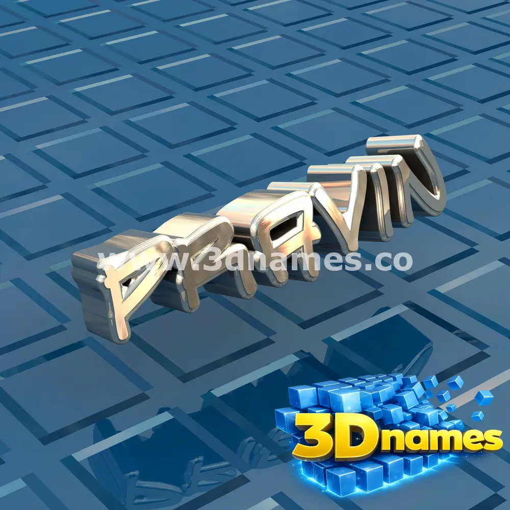pravin in Blue Bling style - 3D name wallpaper