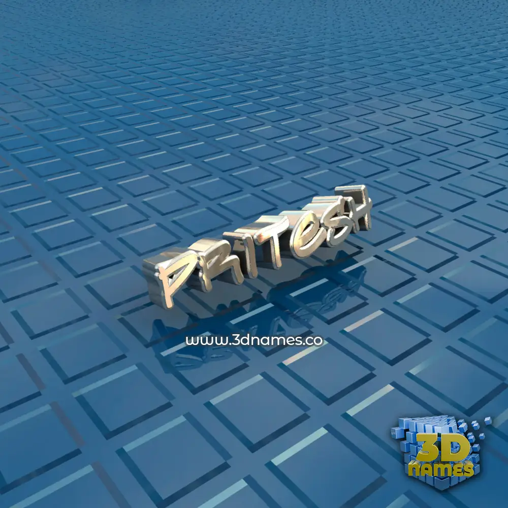 pritesh in Blue Bling style - 3D name wallpaper