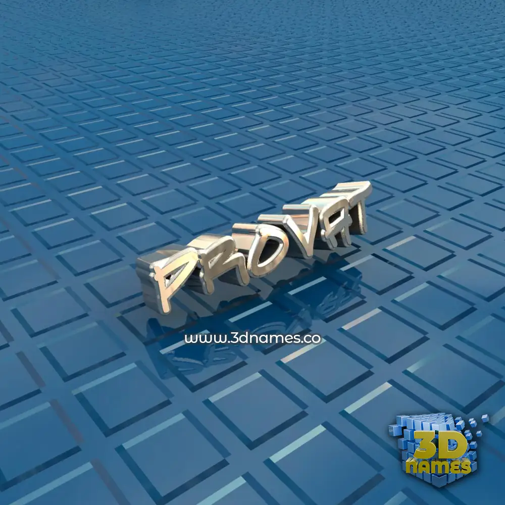 provat in Blue Bling style - 3D name wallpaper