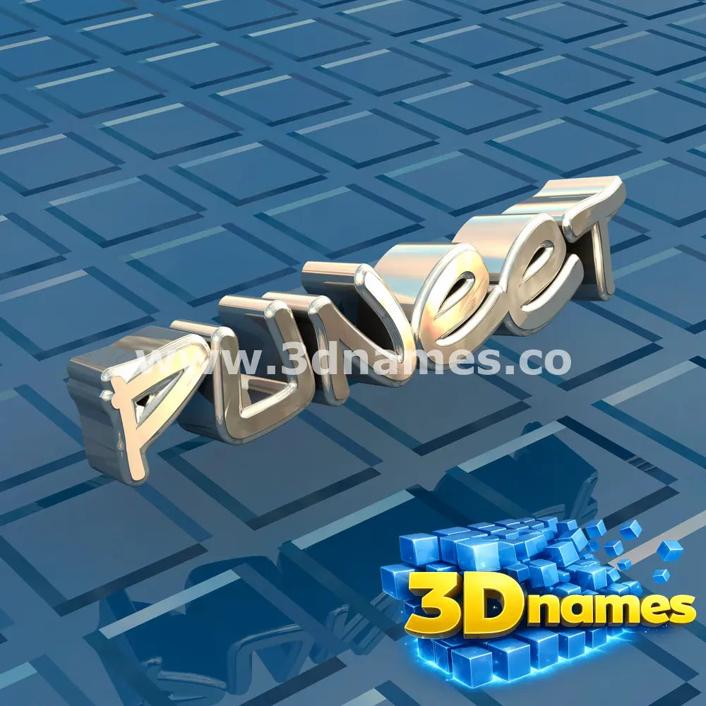 puneet in Blue Bling style - 3D name wallpaper