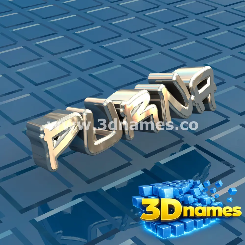 purna in Blue Bling style - 3D name wallpaper