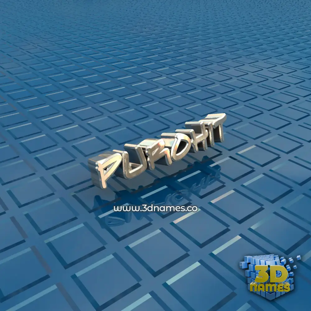 purohit in Blue Bling style - 3D name wallpaper