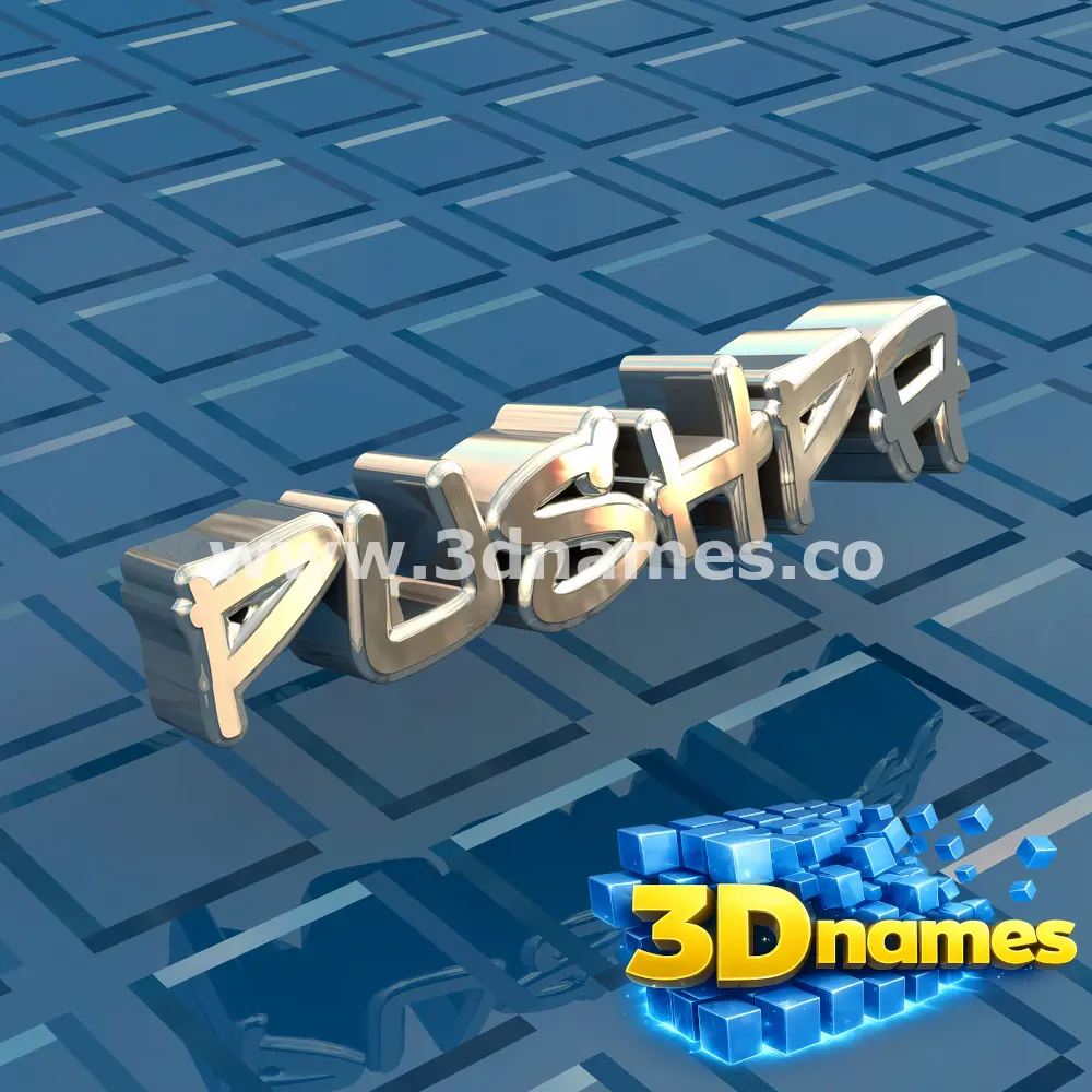 pushpa in Blue Bling style - 3D name wallpaper