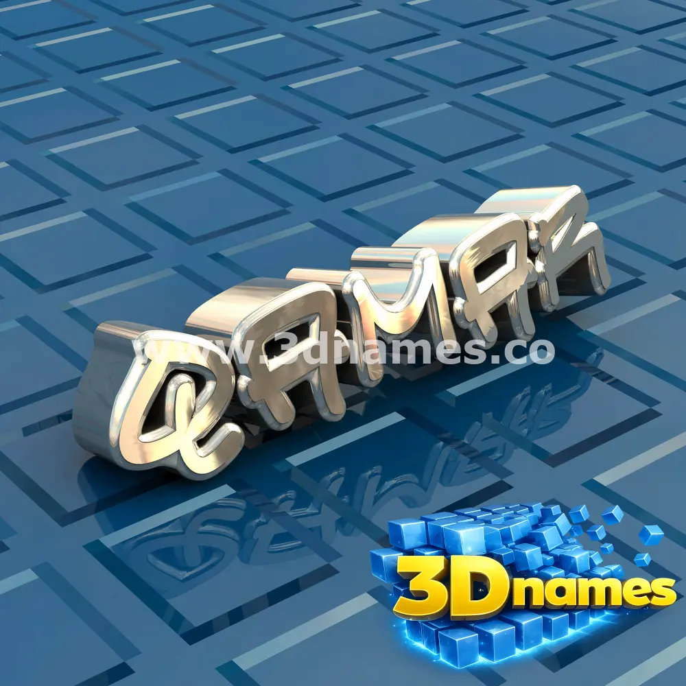 qamar in Blue Bling style - 3D name wallpaper