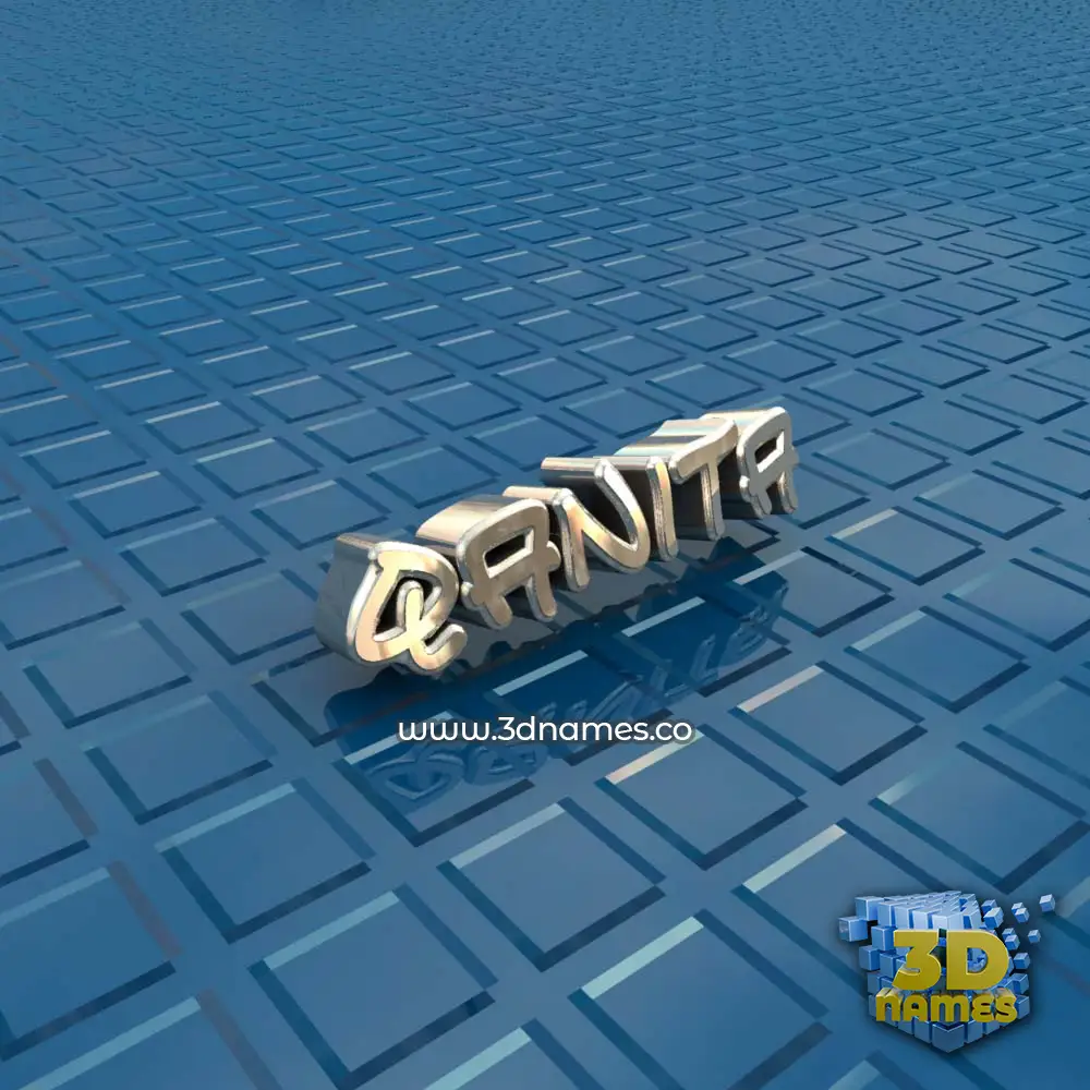 qanita in Blue Bling style - 3D name wallpaper