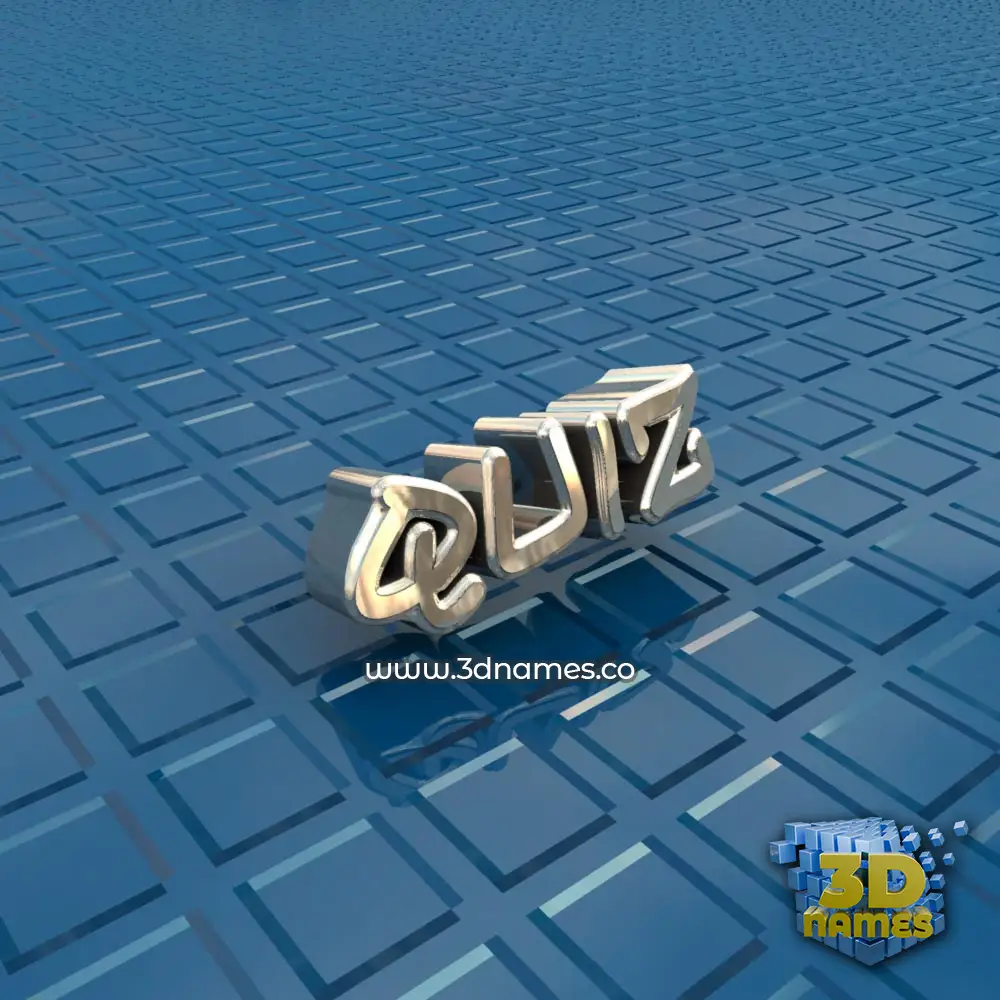 quiz in Blue Bling style - 3D name wallpaper