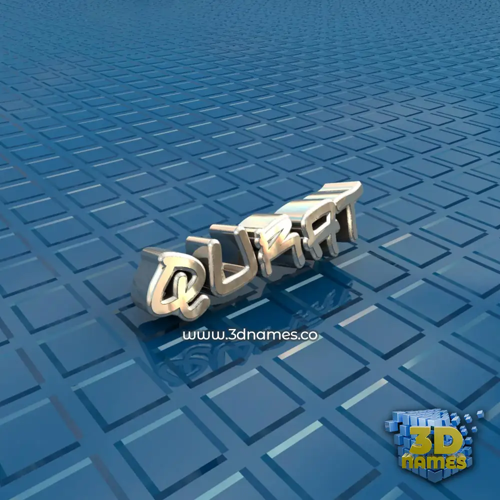 qurat in Blue Bling style - 3D name wallpaper