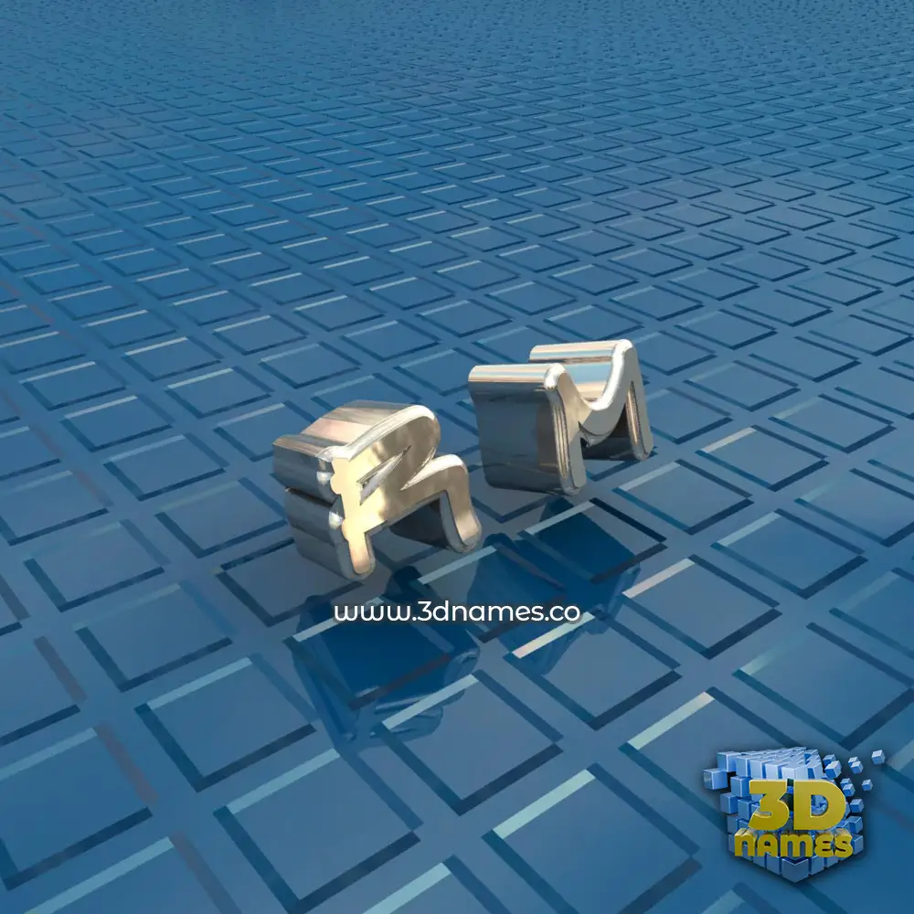 r m in Blue Bling style - 3D name wallpaper