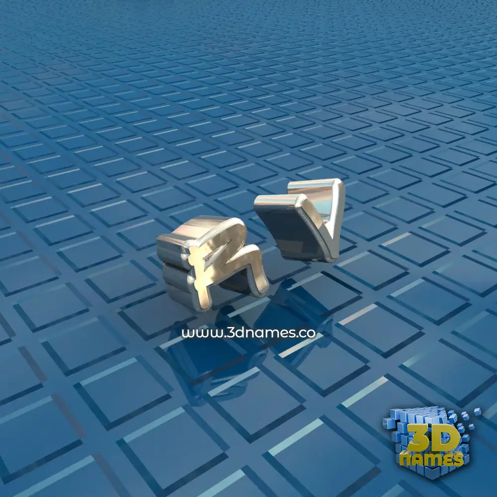 r v in Blue Bling style - 3D name wallpaper