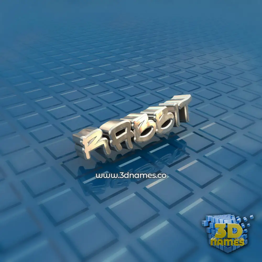 rabbit in Blue Bling style - 3D name wallpaper