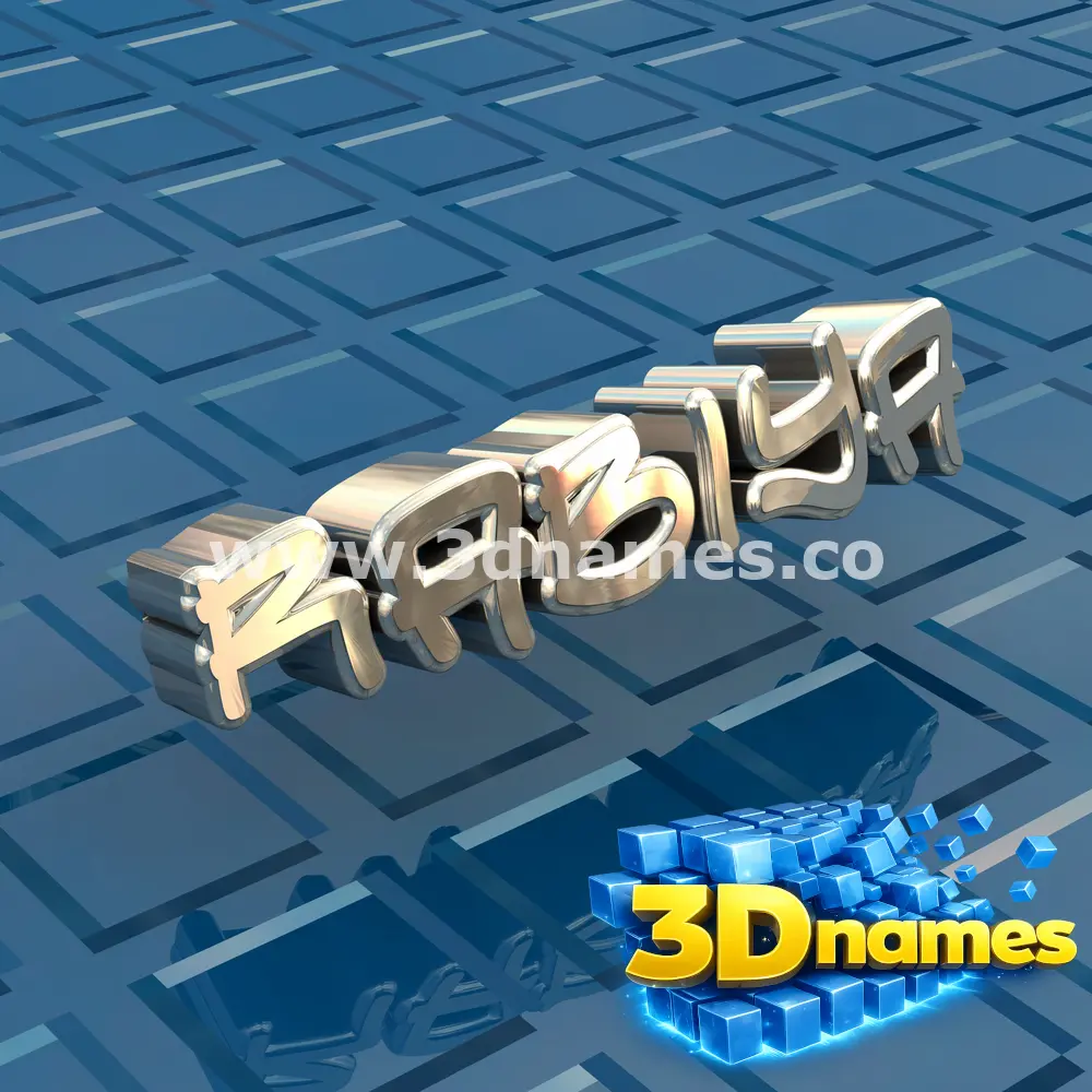 rabiya in Blue Bling style - 3D name wallpaper