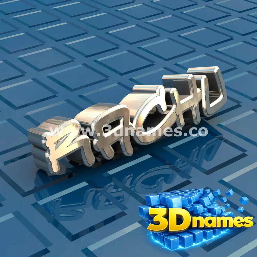 rachu in Blue Bling style - 3D name wallpaper