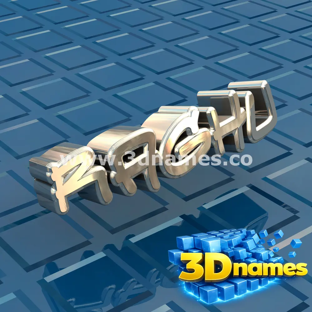 raghu in Blue Bling style - 3D name wallpaper