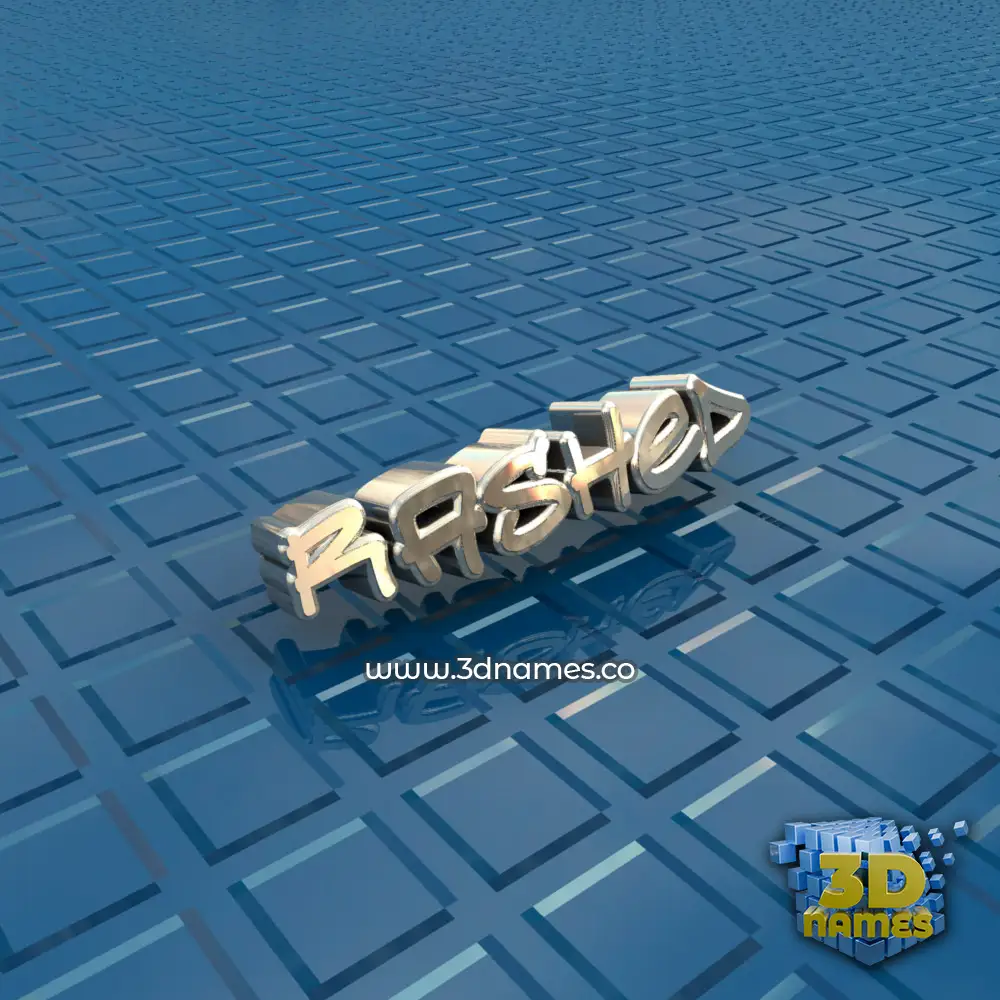 rashed in Blue Bling style - 3D name wallpaper