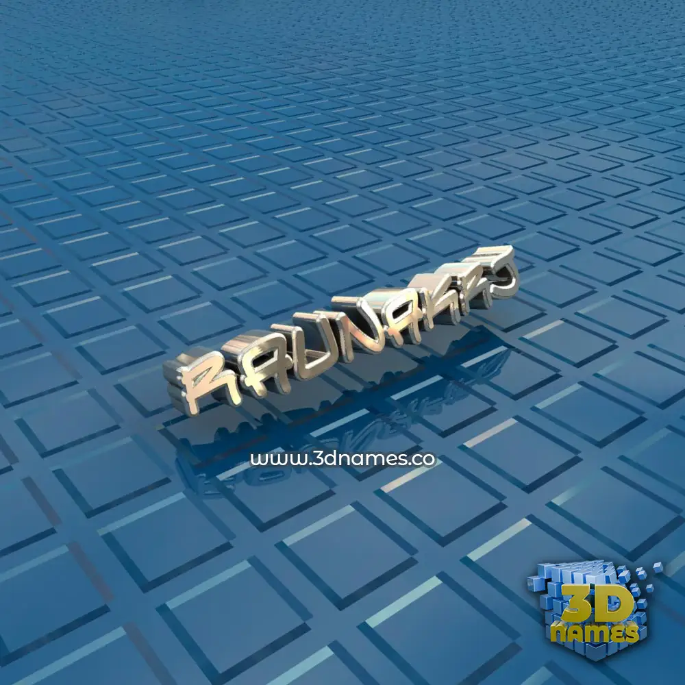 raunakrj in Blue Bling style - 3D name wallpaper