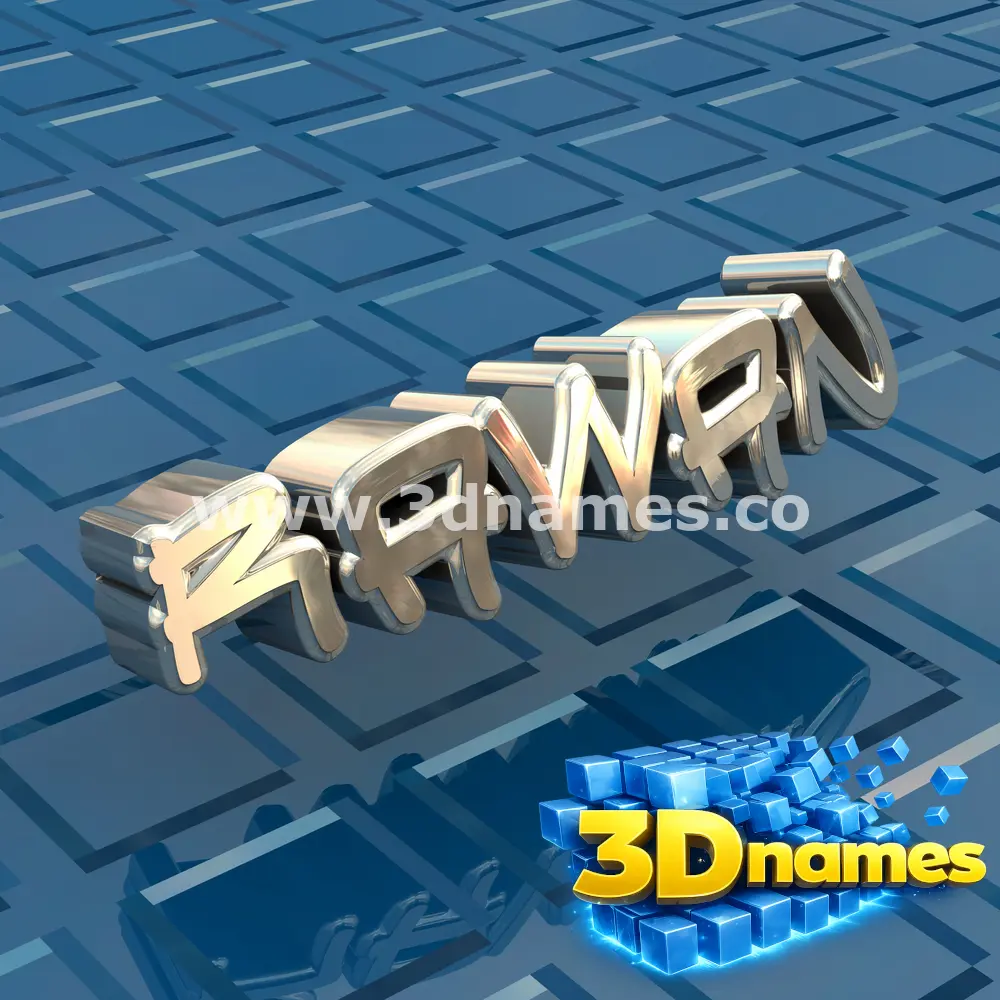 rawan in Blue Bling style - 3D name wallpaper