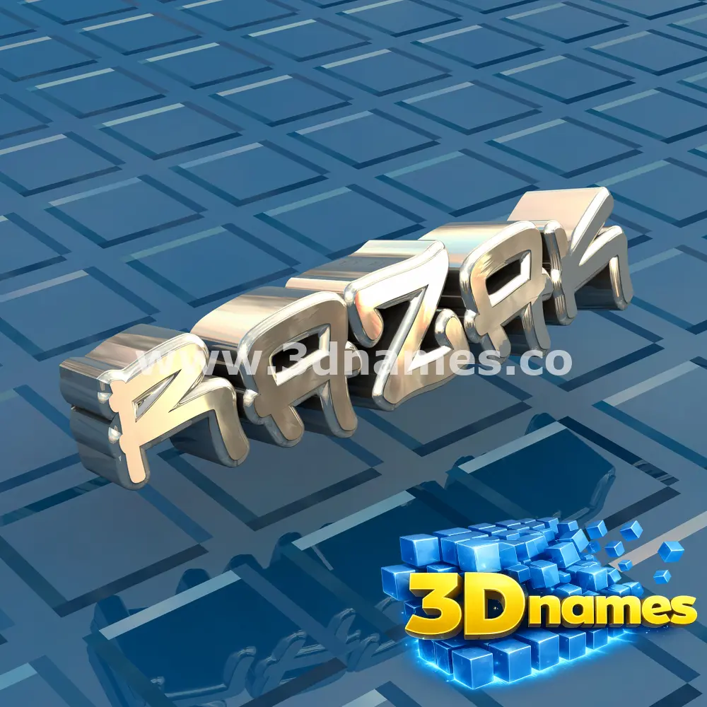 razak in Blue Bling style - 3D name wallpaper