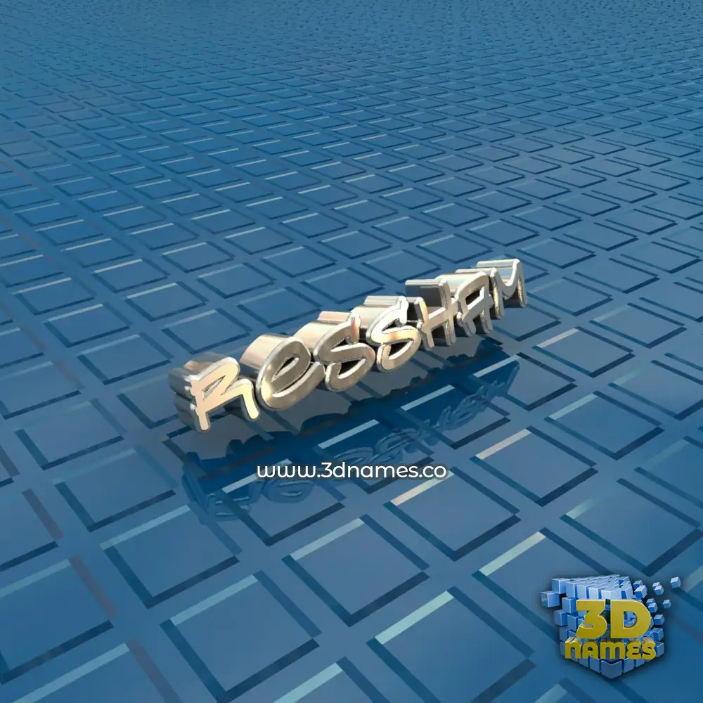 ressham in Blue Bling style - 3D name wallpaper