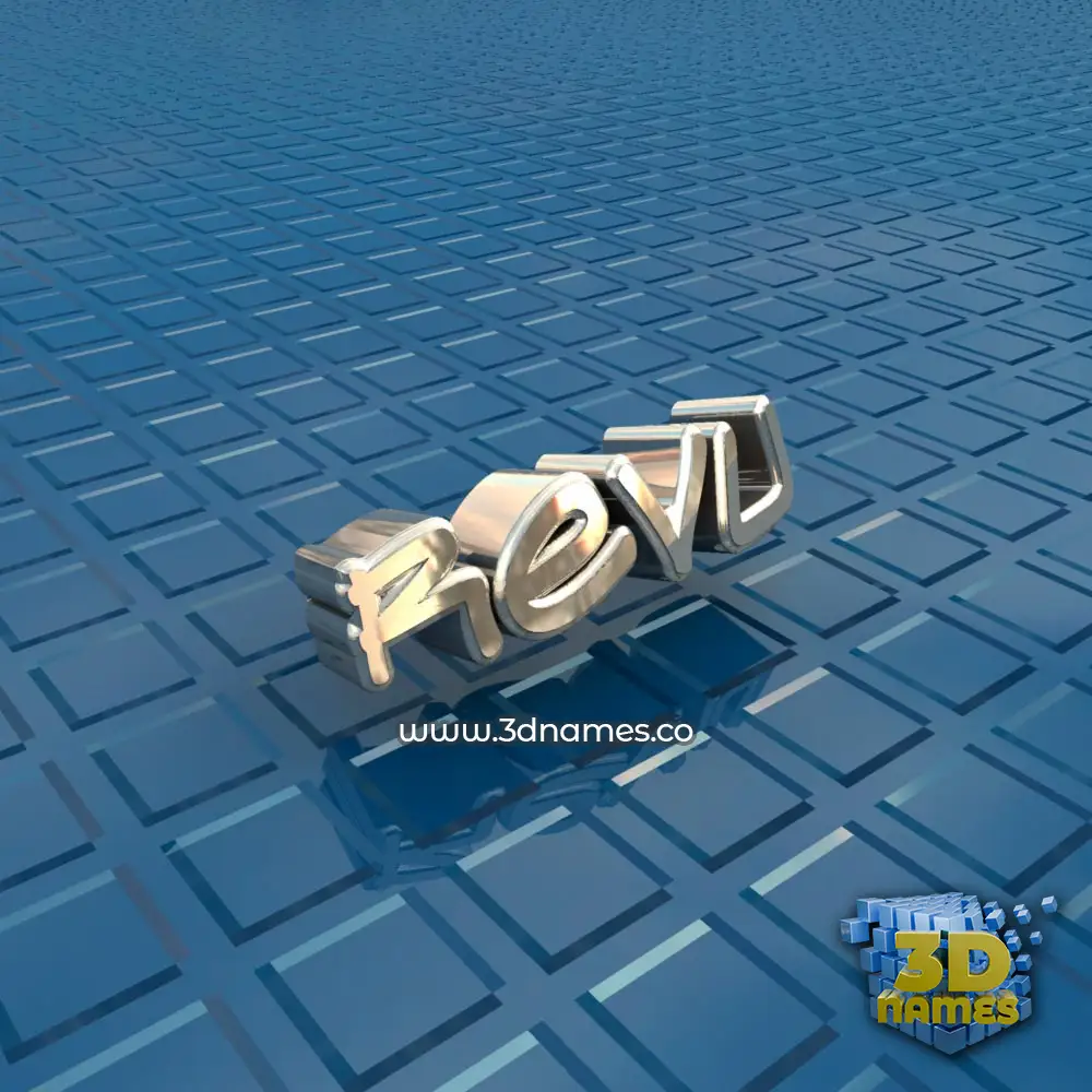 revu in Blue Bling style - 3D name wallpaper