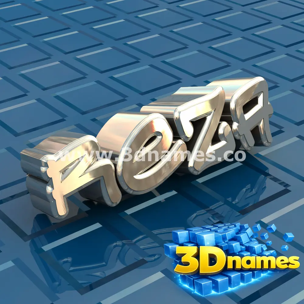 reza in Blue Bling style - 3D name wallpaper