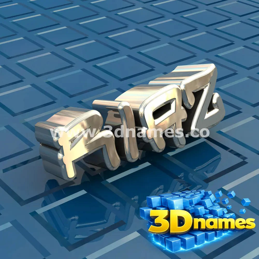 riaz in Blue Bling style - 3D name wallpaper