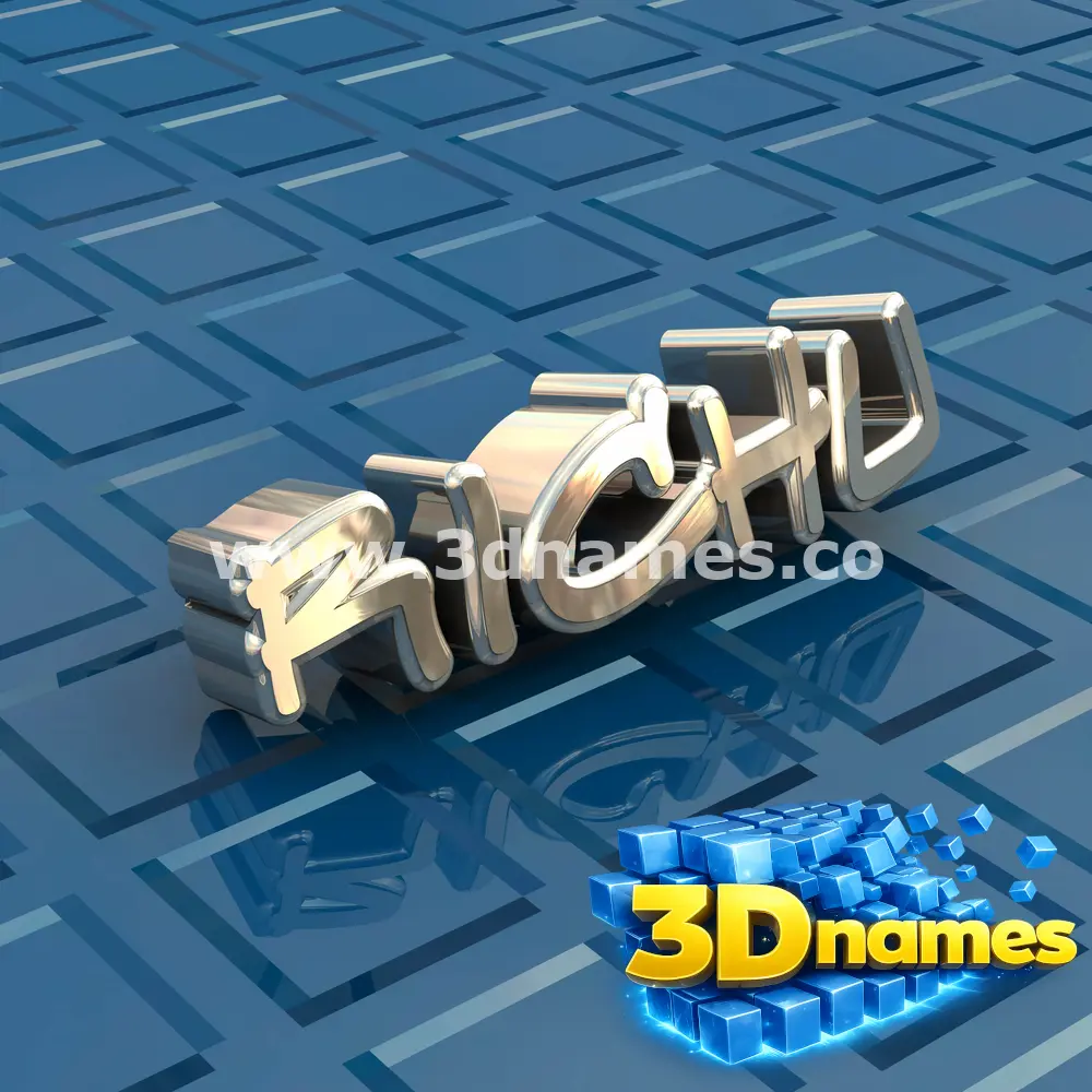 richu in Blue Bling style - 3D name wallpaper