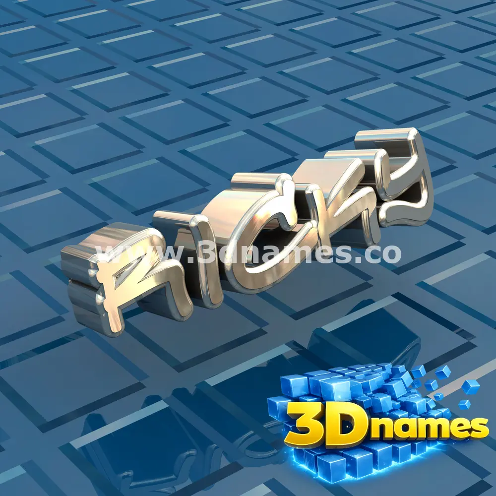 ricky in Blue Bling style - 3D name wallpaper