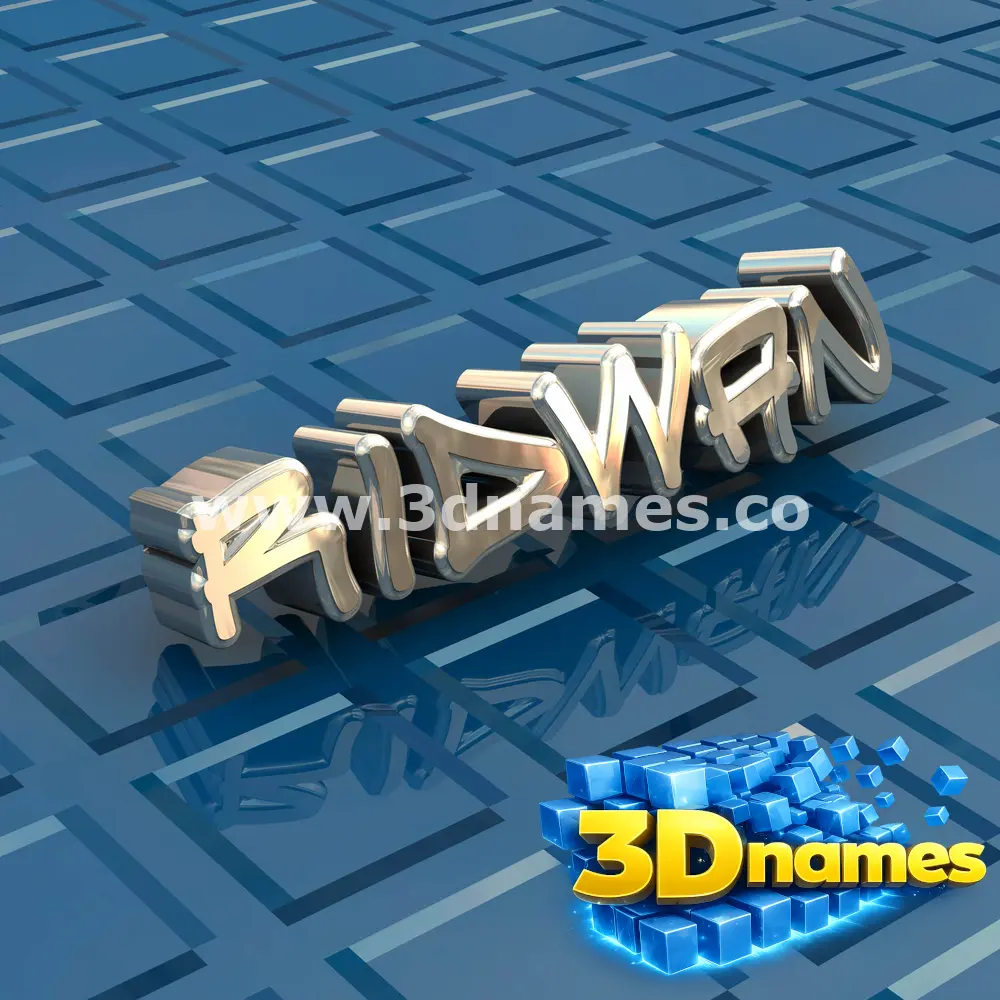 ridwan in Blue Bling style - 3D name wallpaper