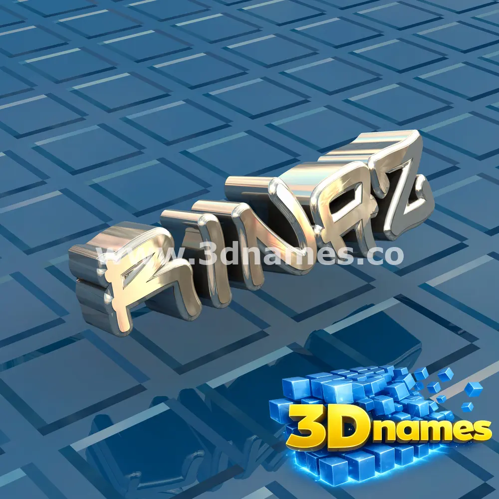 rinaz in Blue Bling style - 3D name wallpaper