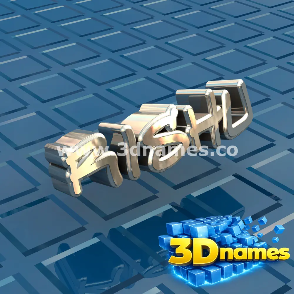 rishu in Blue Bling style - 3D name wallpaper