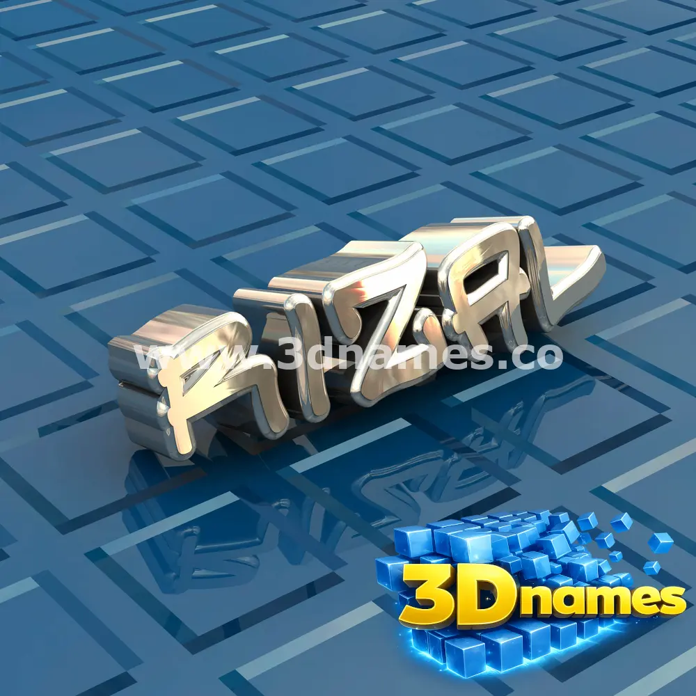 rizal in Blue Bling style - 3D name wallpaper
