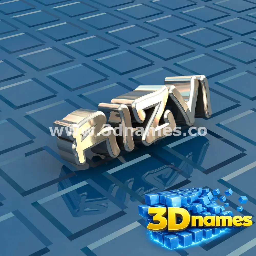 rizvi in Blue Bling style - 3D name wallpaper
