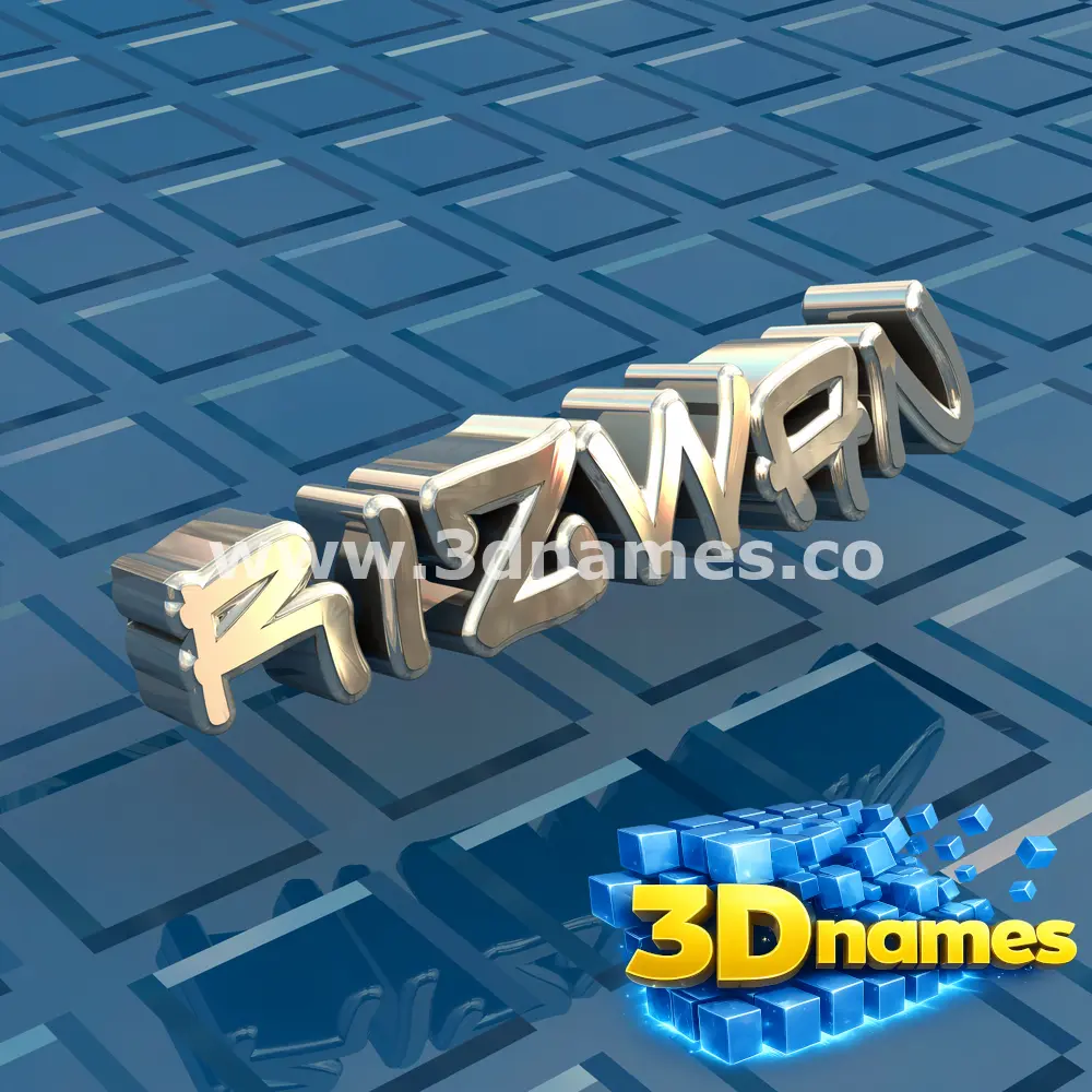 rizwan in Blue Bling style - 3D name wallpaper