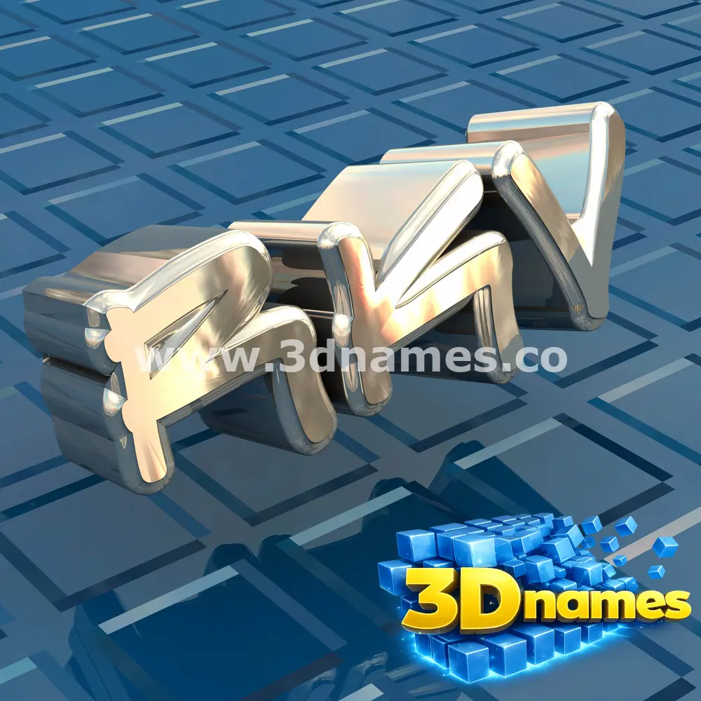 rkv in Blue Bling style - 3D name wallpaper