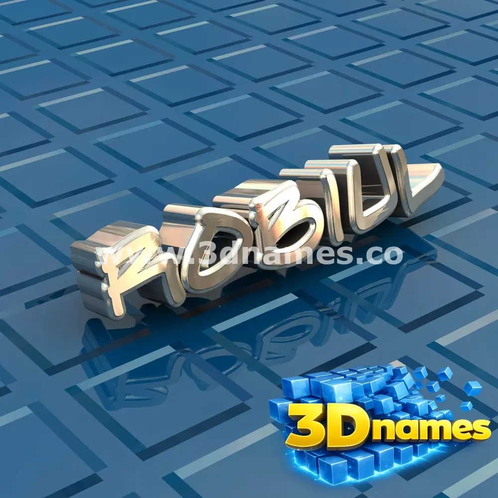robiul in Blue Bling style - 3D name wallpaper