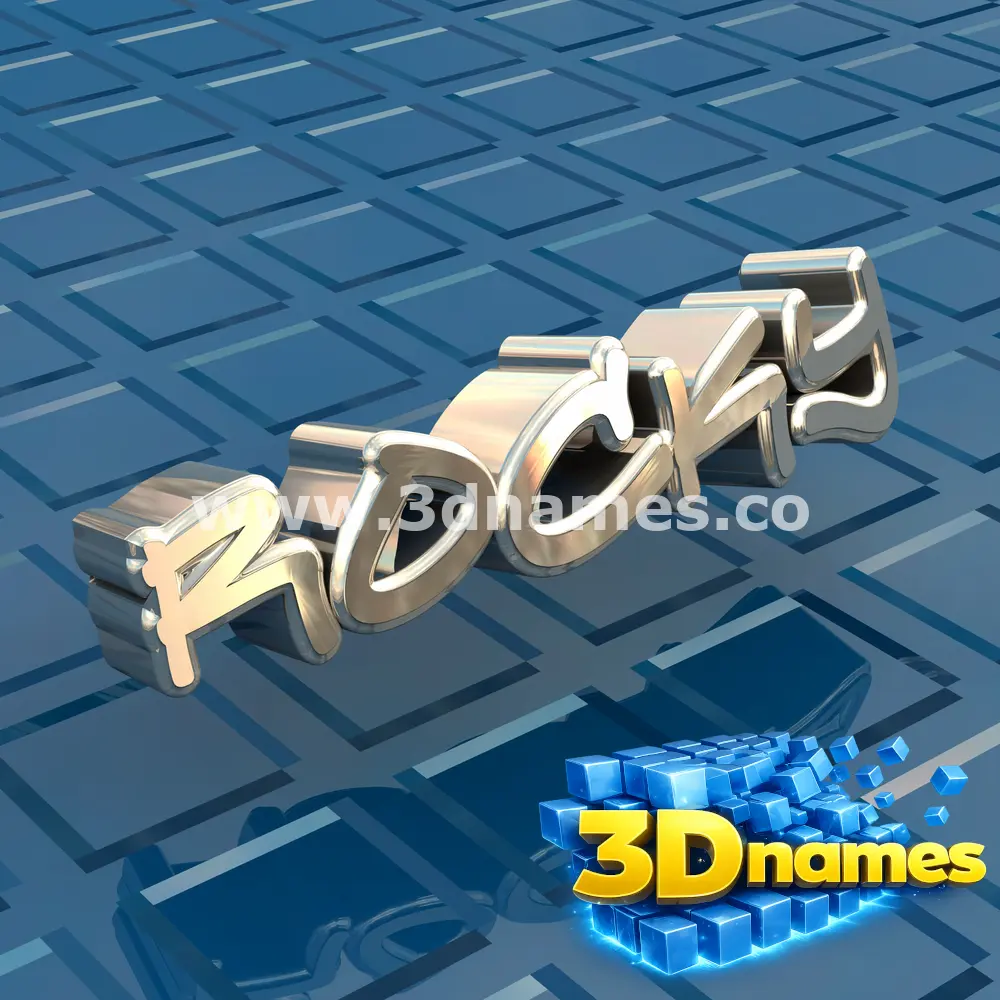 rocky in Blue Bling style - 3D name wallpaper