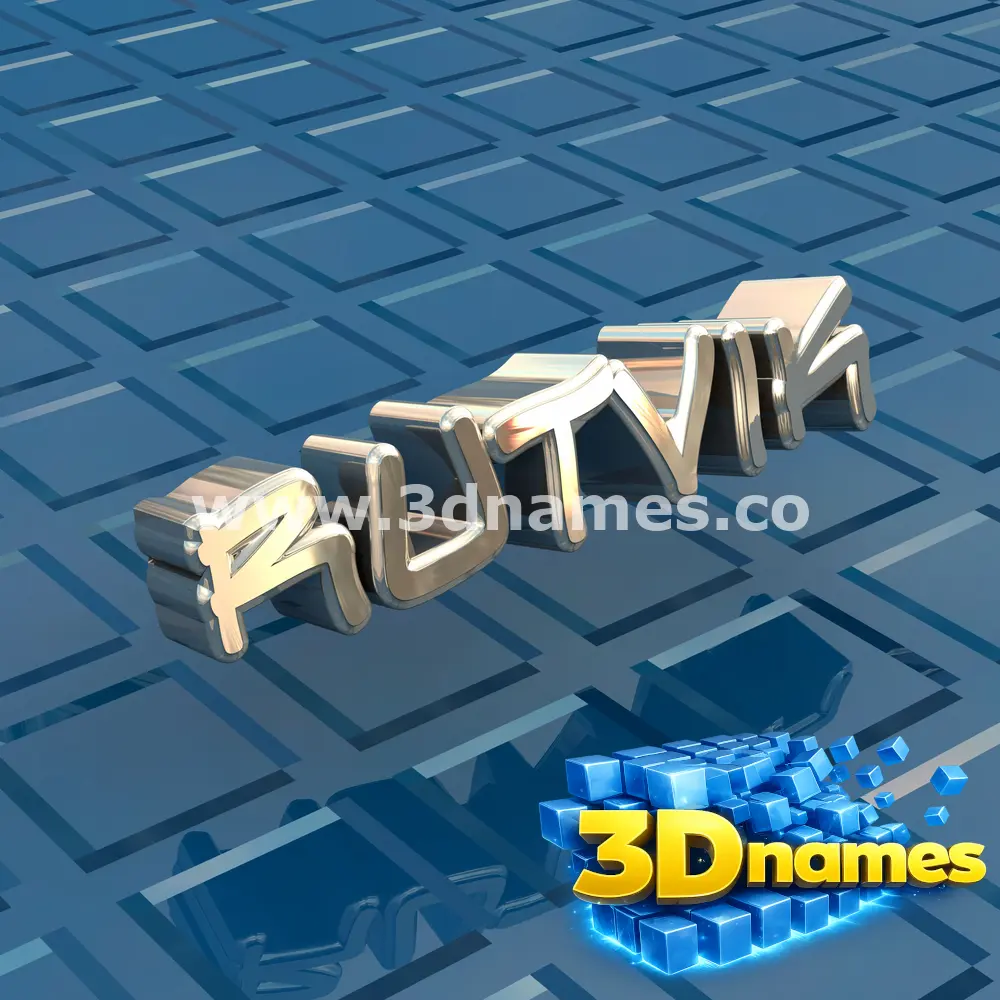 rutvik in Blue Bling style - 3D name wallpaper