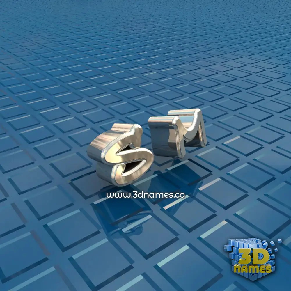 s m in Blue Bling style - 3D name wallpaper