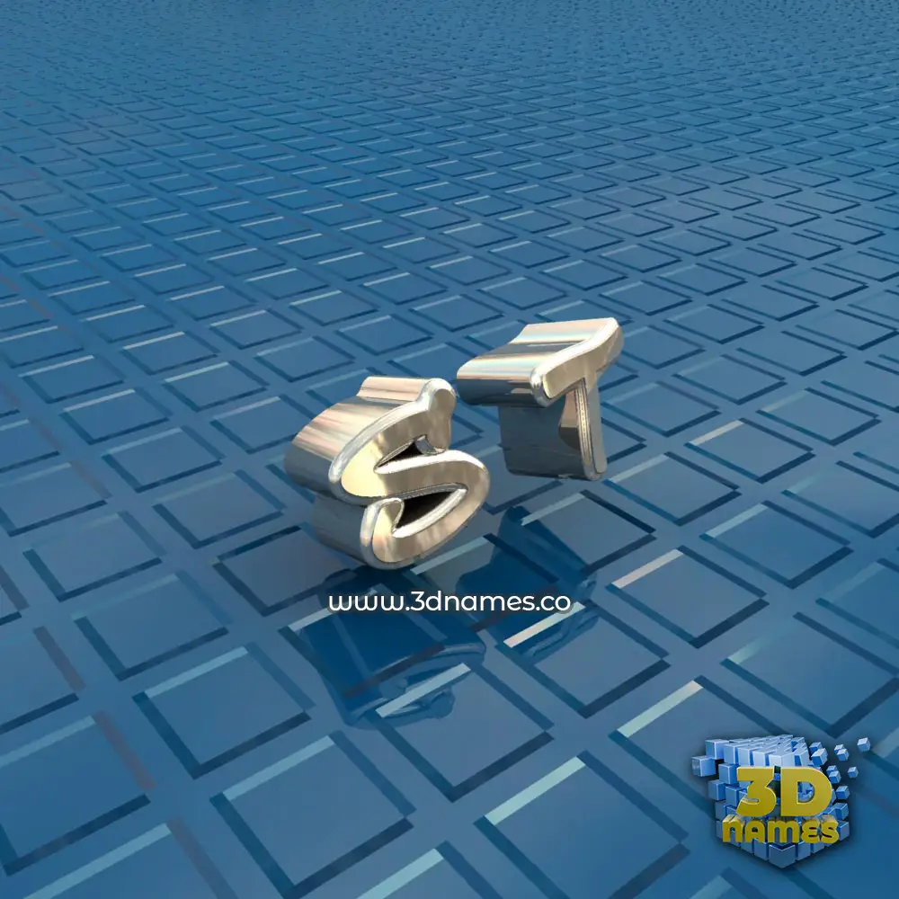 s t in Blue Bling style - 3D name wallpaper