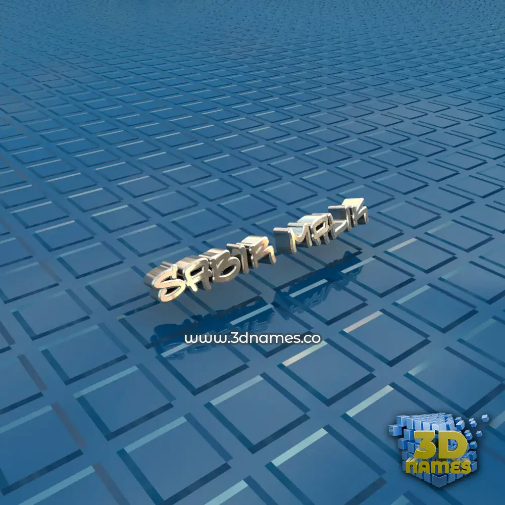 sabir malik in Blue Bling style - 3D name wallpaper