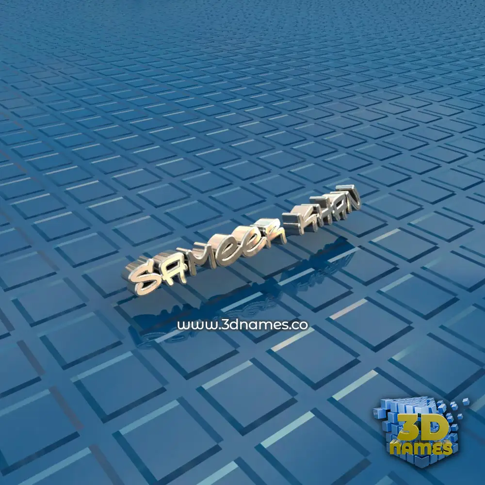 sameer khan in Blue Bling style - 3D name wallpaper