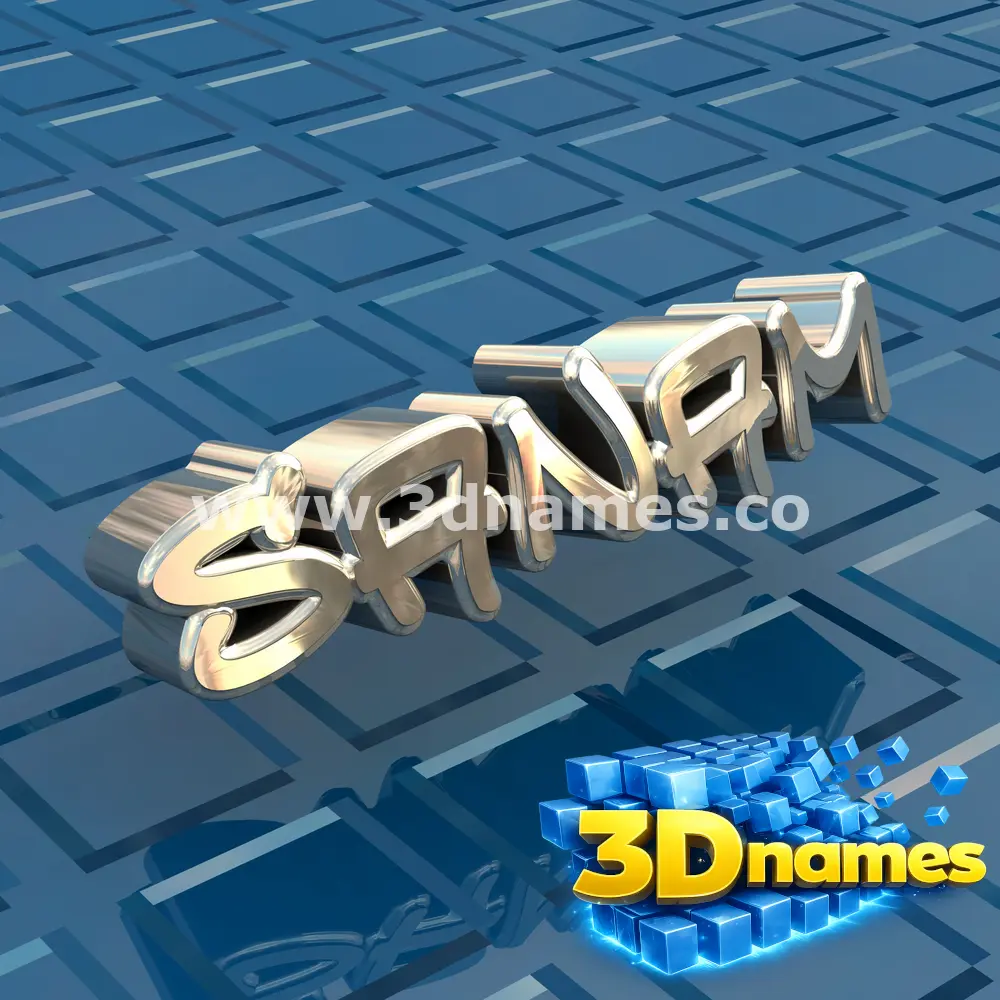 sanam in Blue Bling style - 3D name wallpaper