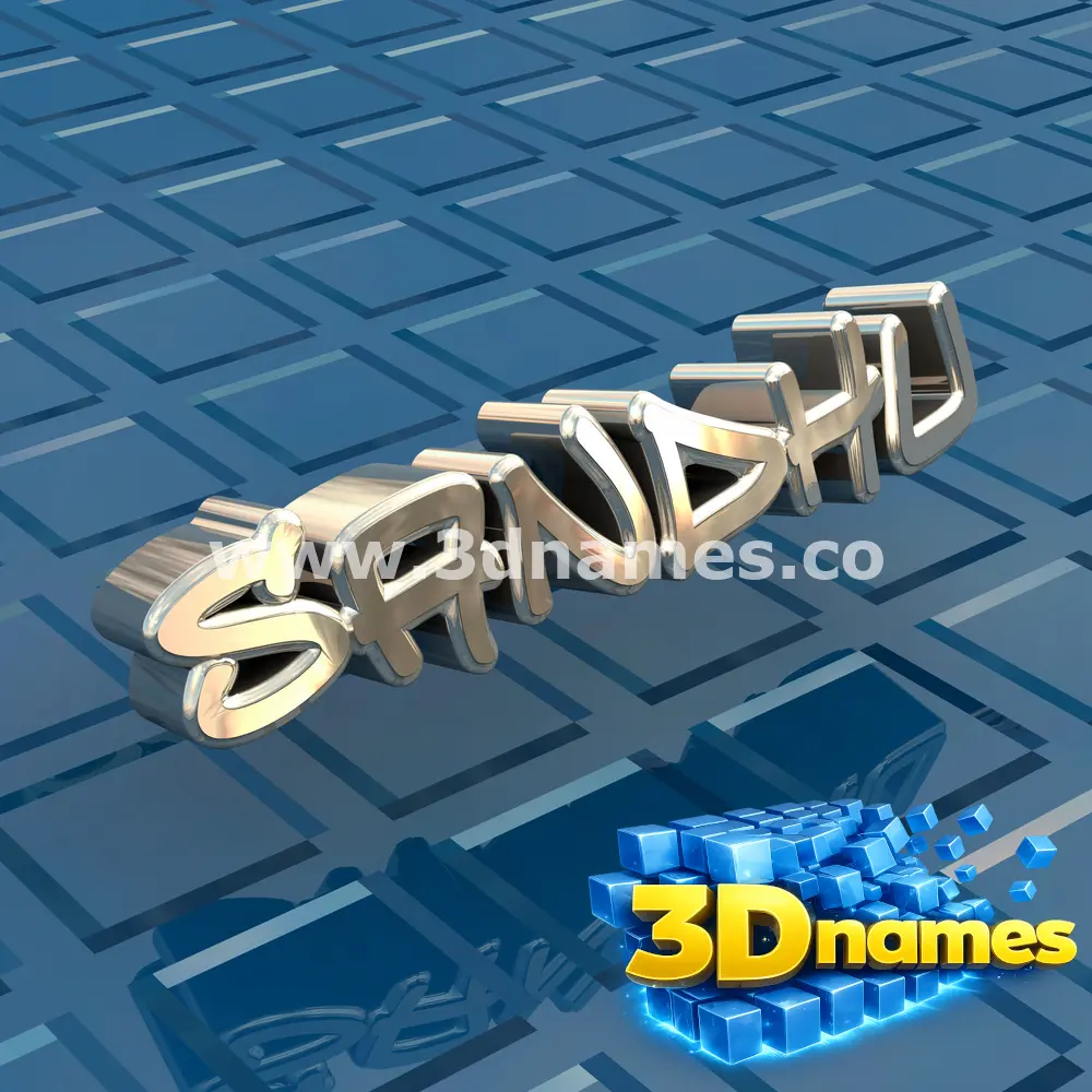 sandhu in Blue Bling style - 3D name wallpaper