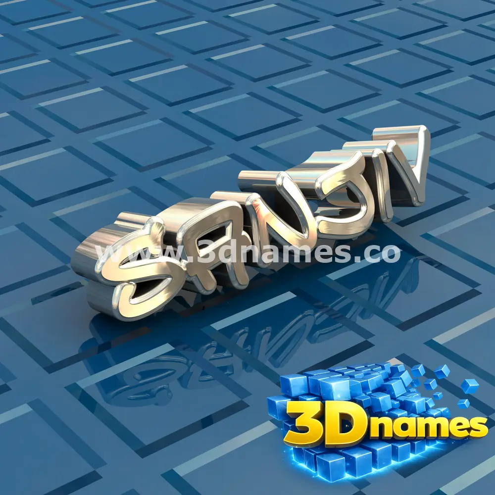 sanjiv in Blue Bling style - 3D name wallpaper