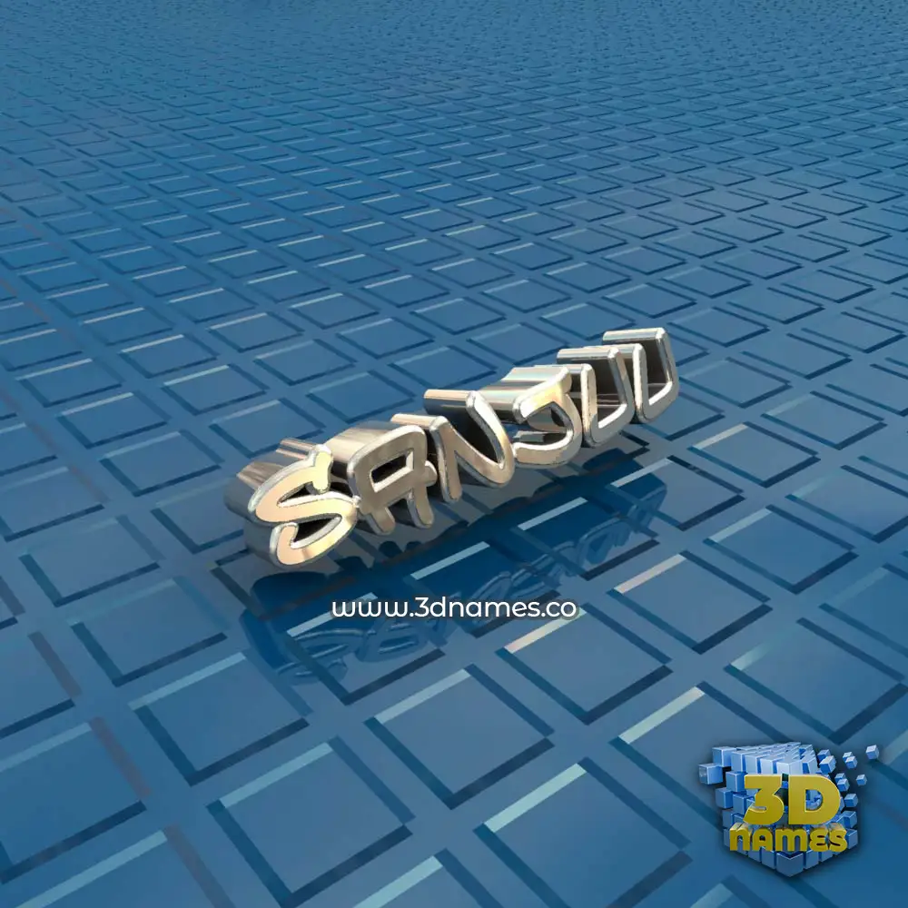 sanjuu in Blue Bling style - 3D name wallpaper