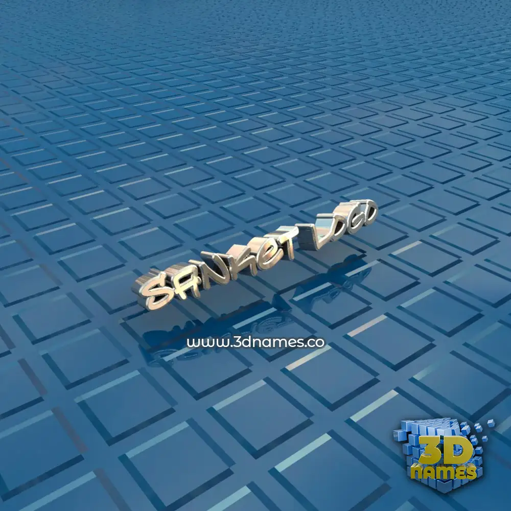 sanket logo in Blue Bling style - 3D name wallpaper