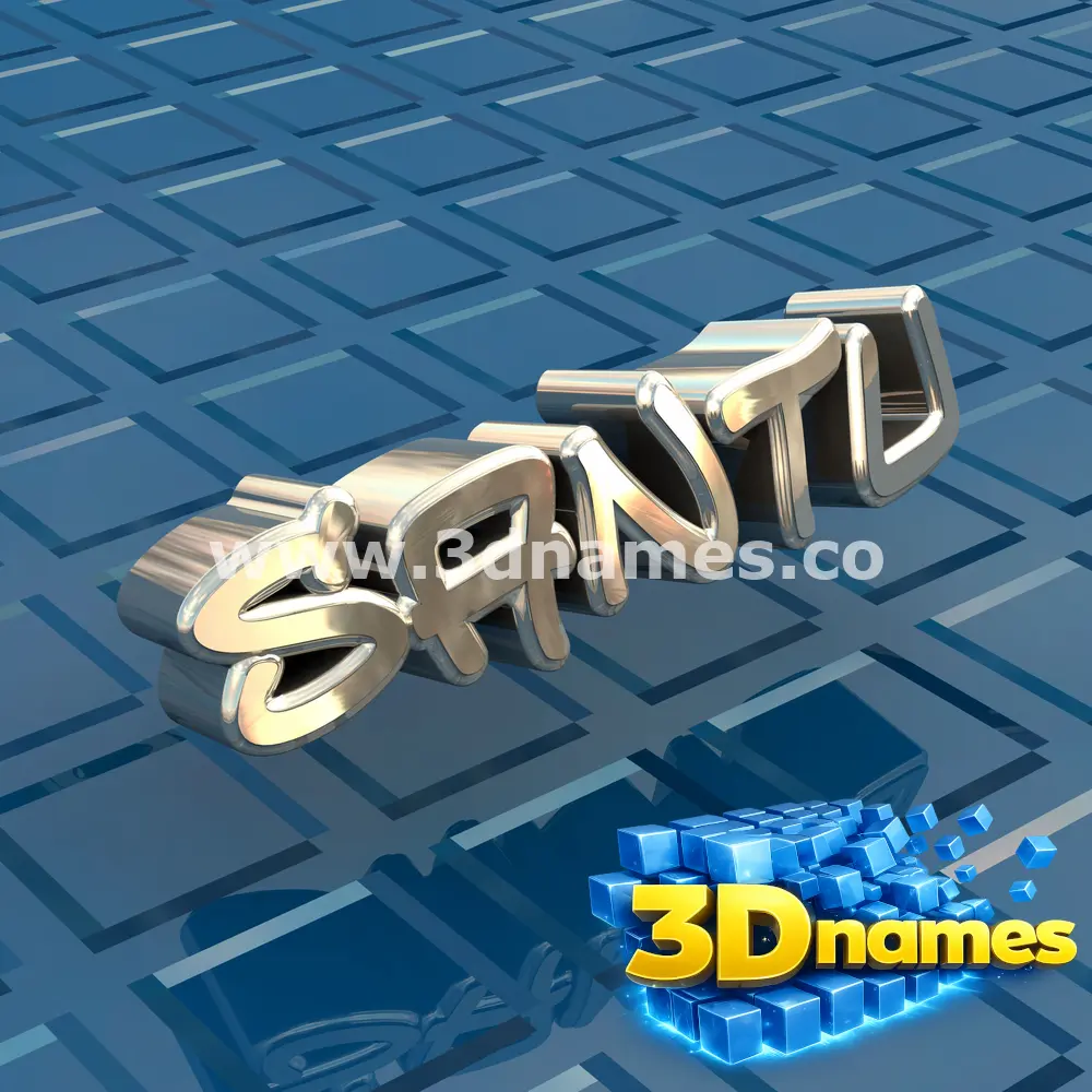 santu in Blue Bling style - 3D name wallpaper
