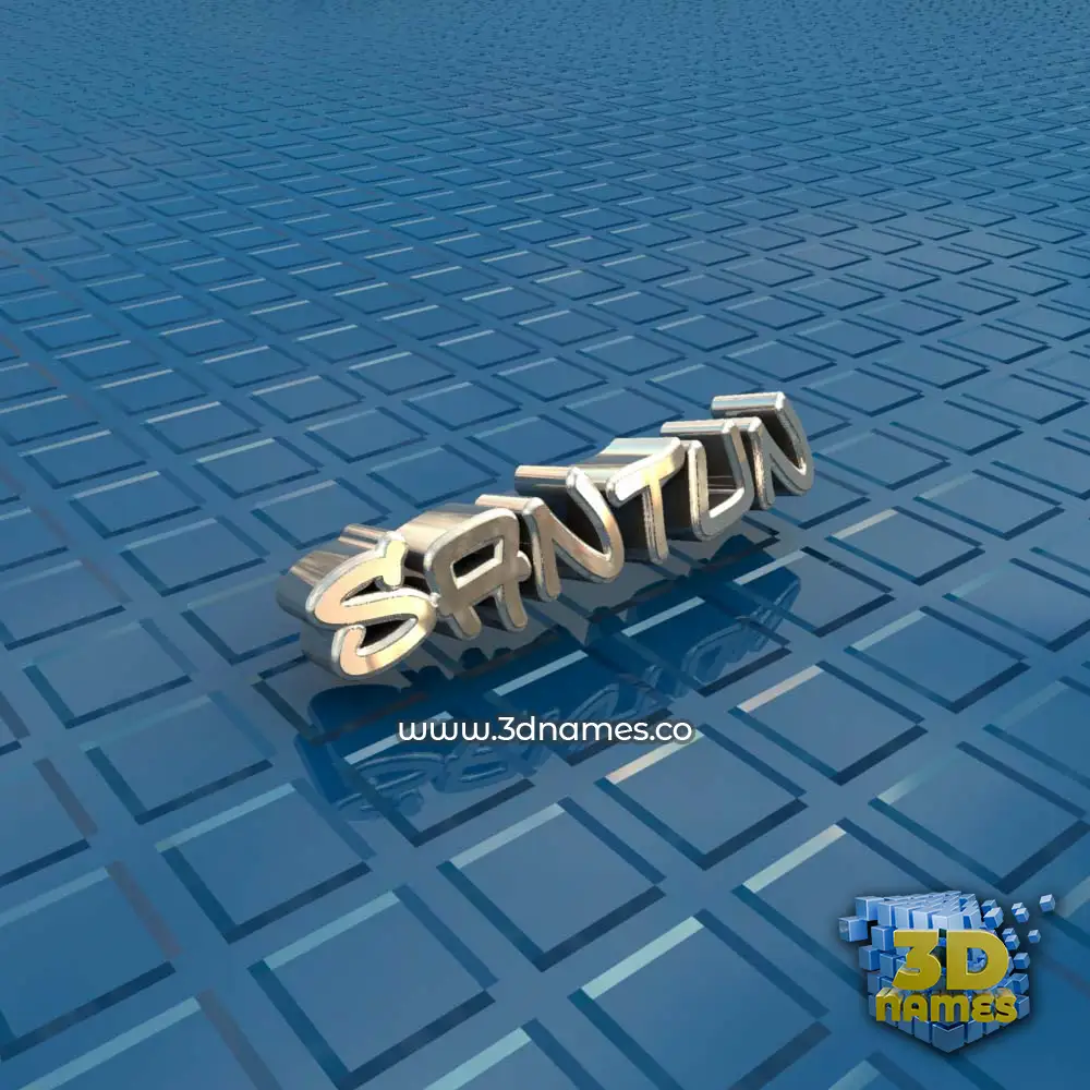santun in Blue Bling style - 3D name wallpaper