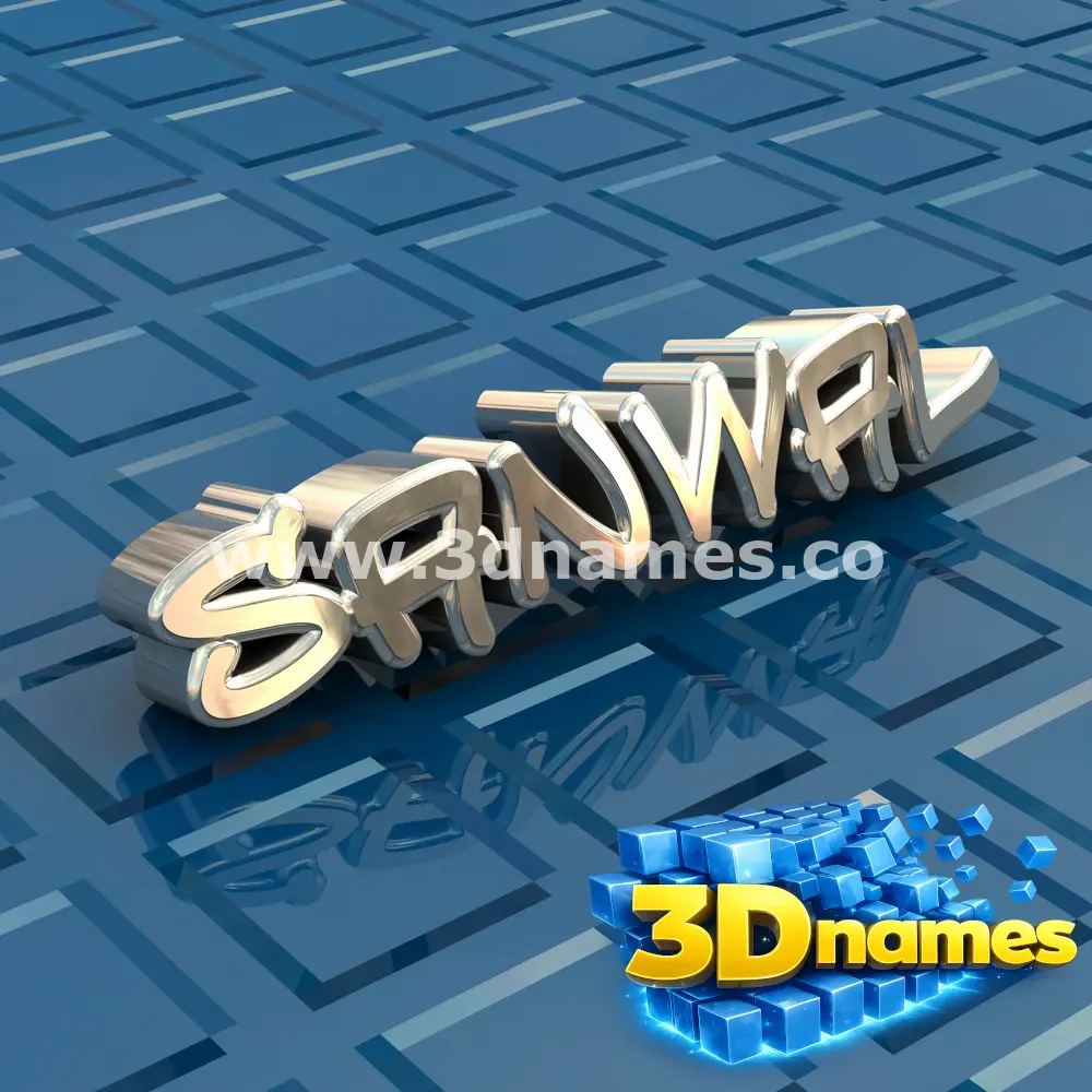 sanwal in Blue Bling style - 3D name wallpaper